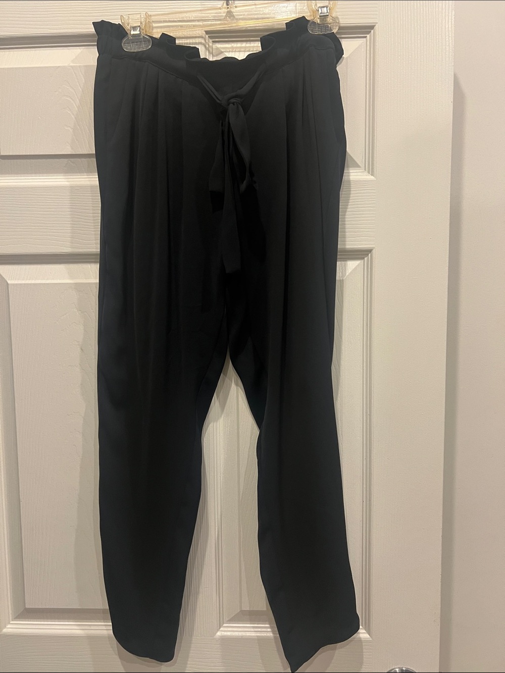 Black Tie-Waist Pants